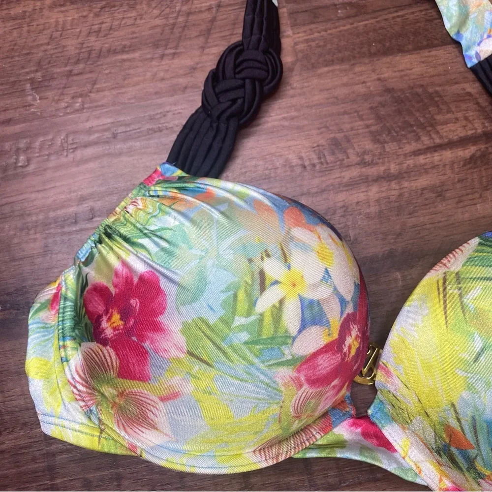 Victoria’s Secret Miraculous Bombshell Bikini Swim Top Tropical Push-up Size 36C - Picture 3 of 13